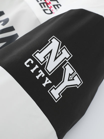 Men'S Casual Motorcycle Jacket, Warm Pilot Fashion Top 6023, 100% Polyester Hooded Collar with Alphabet Pattern, Long Sleeve Regular Fit, Non-Stretch Woven Fabric, Zipper Placket, with Pockets - 280gsm