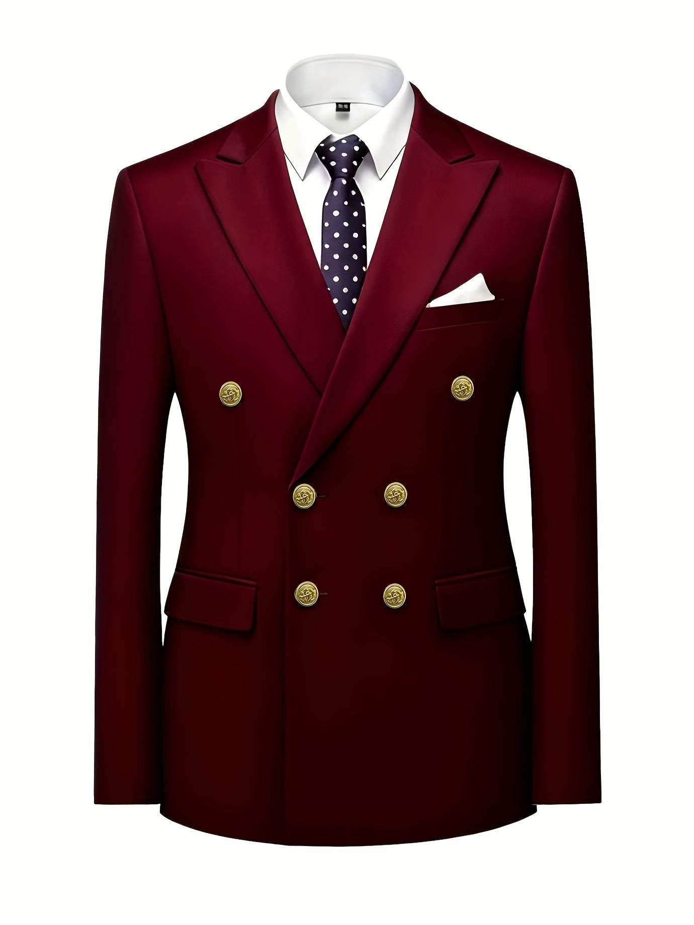 Men's Slim Fit 2-Piece Polyester Suit with Notched Lapel