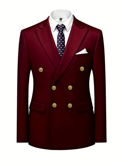 Men's Slim Fit 2-Piece Polyester Suit with Notched Lapel
