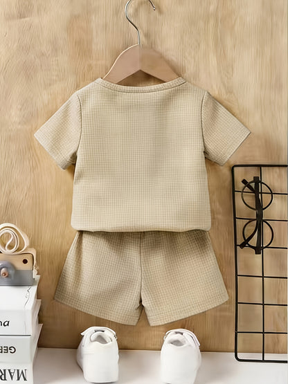 Boys' Casual Summer 2-Piece Pullover Set with Alphabet Print