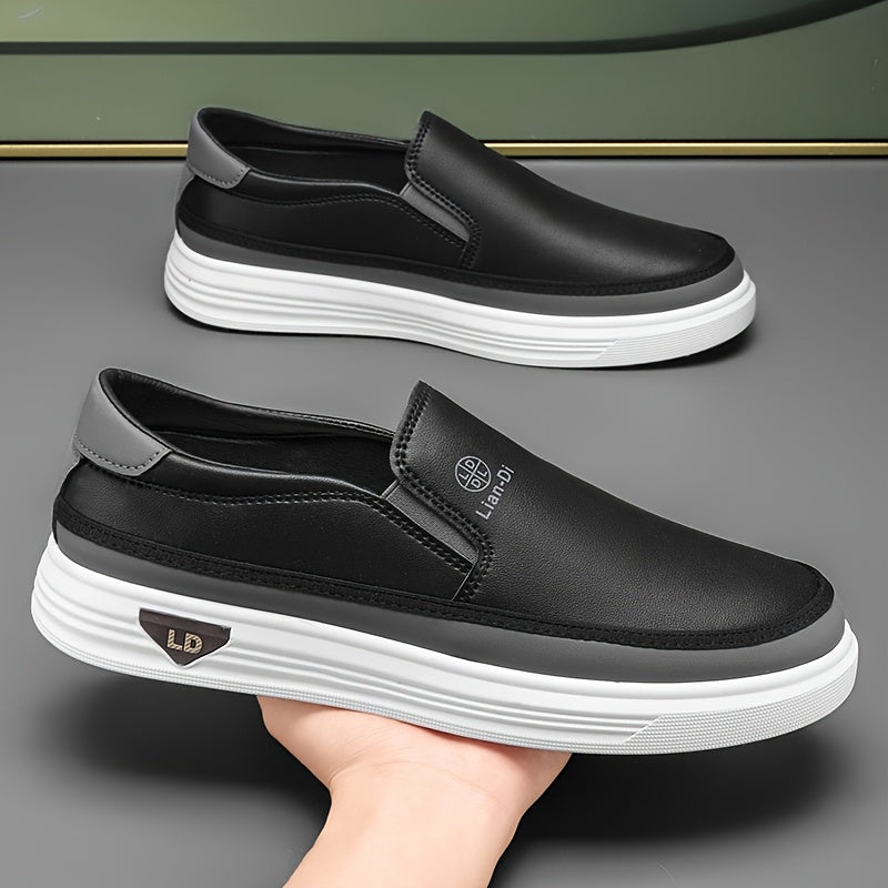 Men's Casual Slip-On Shoes - Lightweight PU, All-Season Comfort
