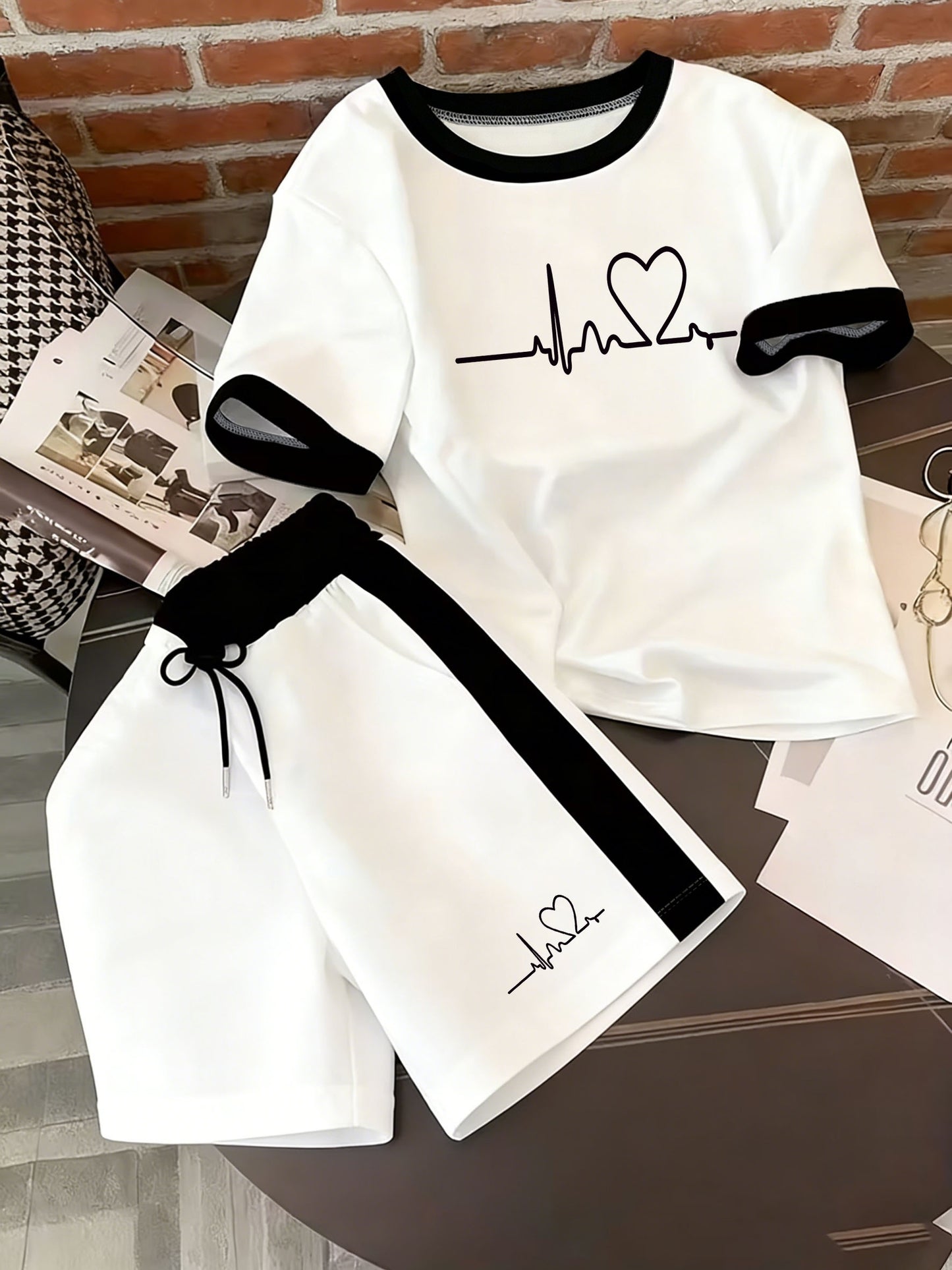 Women’s Elegant Color Block Short Sleeve & Shorts Set