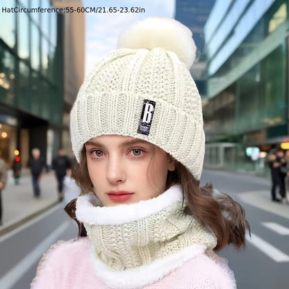 Նոր տարվա ակրիլային տրիկոտաժե գլխարկ՝ պոմպոններով և համապատասխան շարֆով - շնչող, առաձգական, ջերմային տրիկոտաժե գլխարկ և պարանոցի տաքացուցիչ կանանց համար՝ կոճակով փակվող - ձեռքով լվացվող