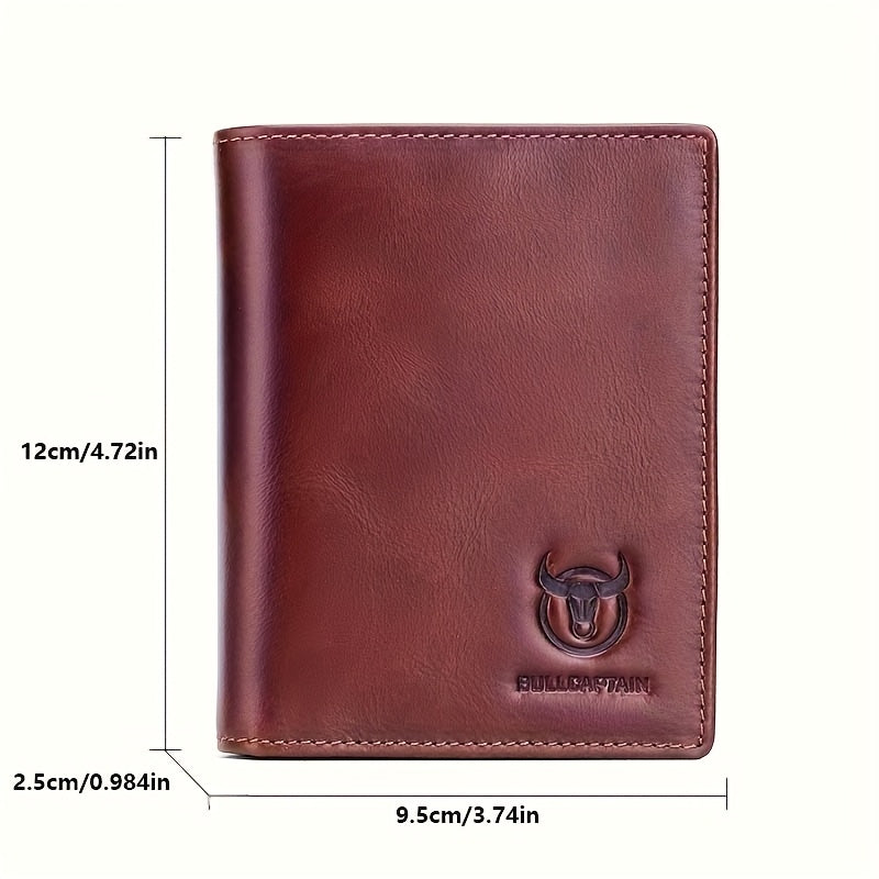 A Lightweight Men'S Leather Wallet Designed for Casual Use, Featuring a Compact Bi-Fold Style, Ample Space for , a Passport Compartment, Multiple Card Slots, And a Storage Pouch for Tickets And - ayq