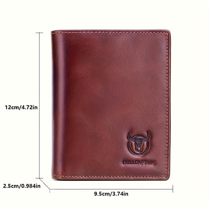 A Lightweight Men'S Leather Wallet Designed for Casual Use, Featuring a Compact Bi-Fold Style, Ample Space for , a Passport Compartment, Multiple Card Slots, And a Storage Pouch for Tickets And - ayq