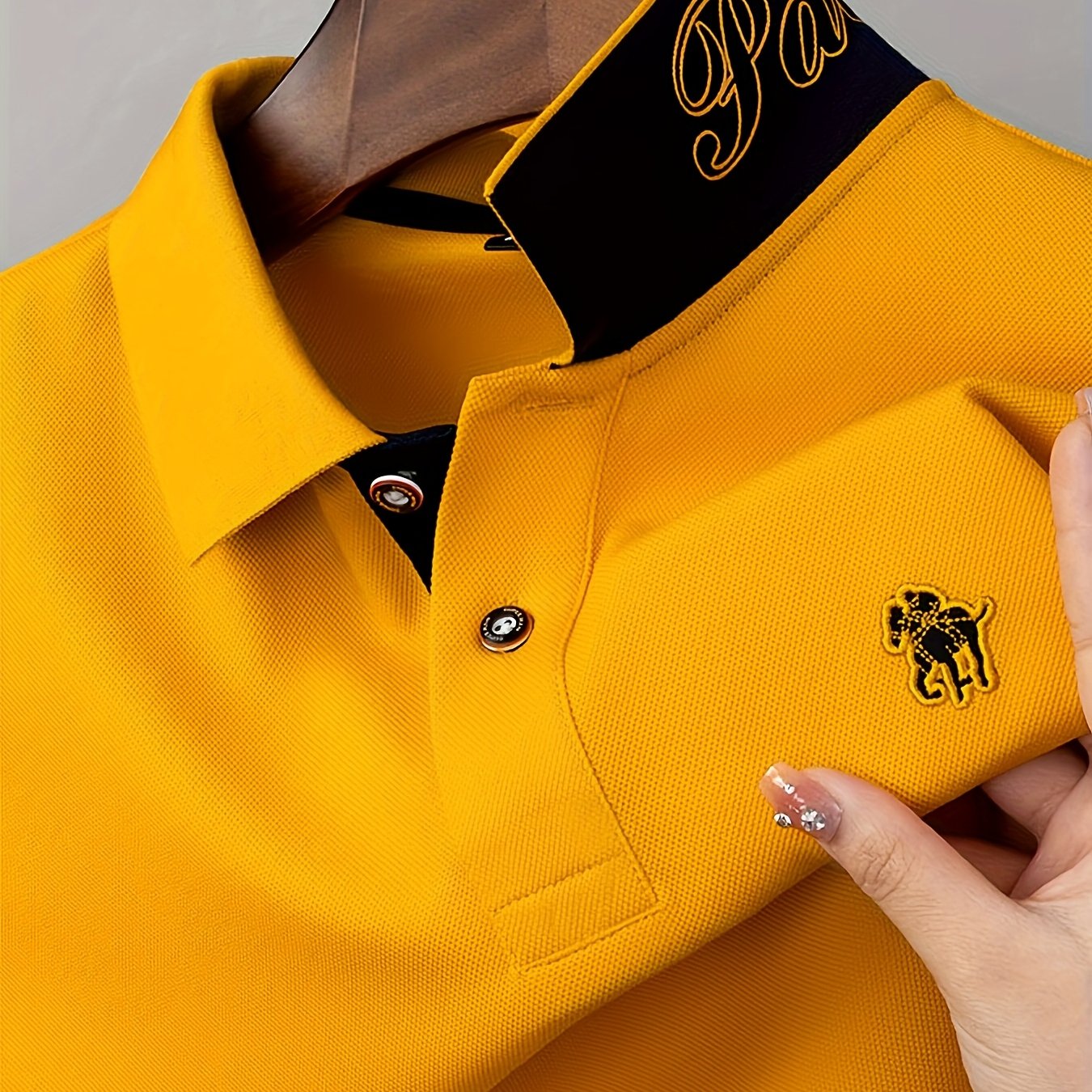 Men'S Stylish Short-Sleeve Polo Shirt Featuring a Contrasting Ribbed Collar And Exquisite, a Timeless And Versatile Choice - ayq