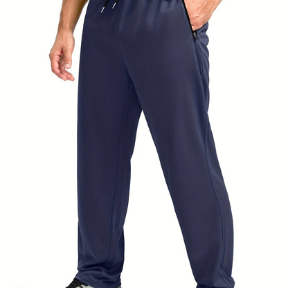 Men's Sports Pants With Drawstring And Zippered Pockets, Lightweight And Breathable Bottoms For Running/Casual Wear