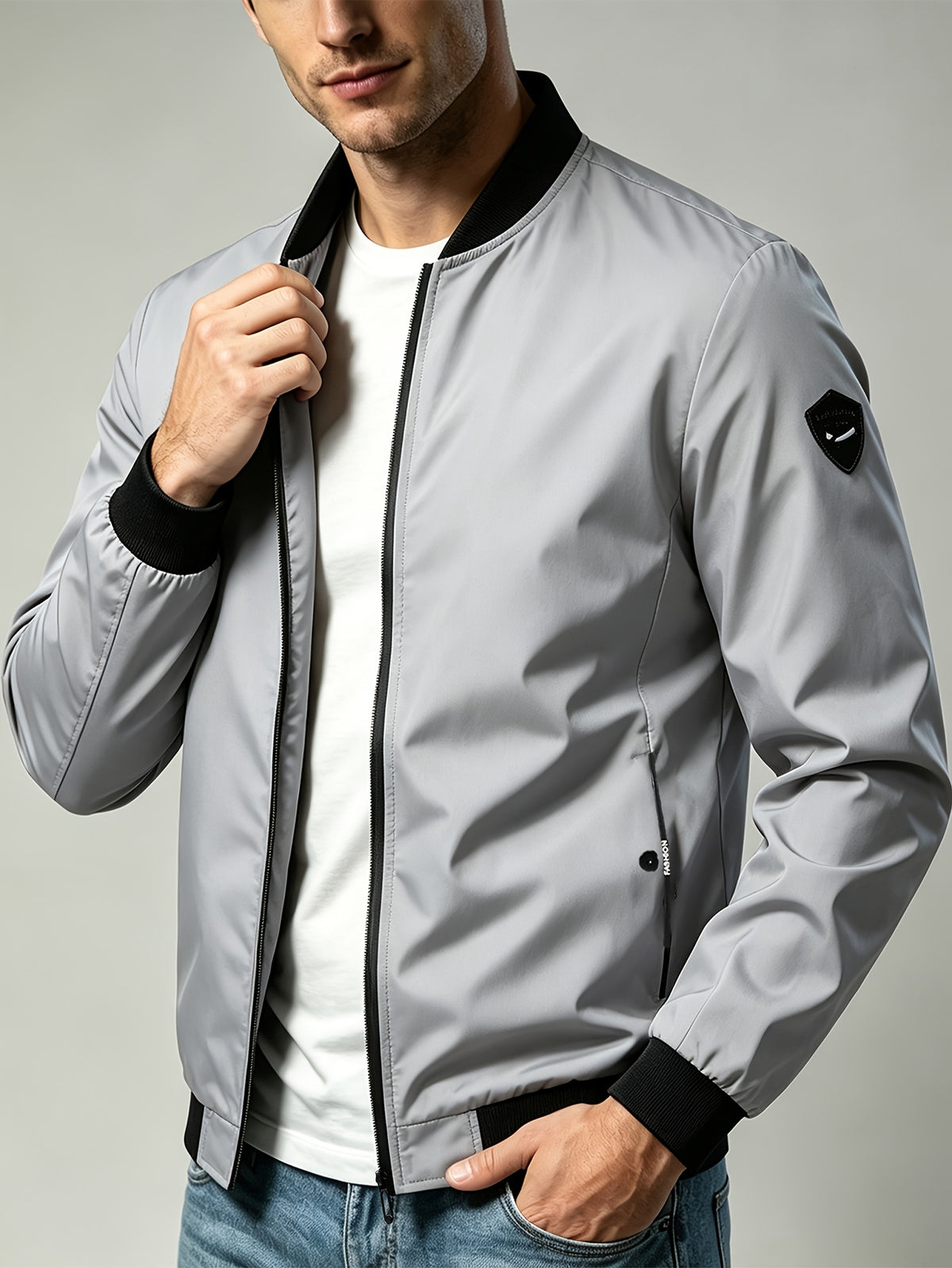 Men's Lightweight Windproof Baseball Jacket for Spring and Fall