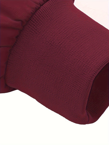 Men's Academic Jacket - Burgundy (Deep Red), Zip-Up Front Closure, Structured Non-Stretch Fabric, Zippered Pockets - Formal & Casual Outerwear for Office, Events, Everyday - Easy-Care Coat, Dressy Jacket, Houndstooth Pattern