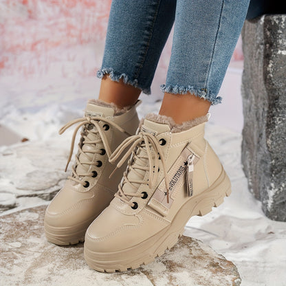 Կանացի ձմեռային ձնագնացքներ - Տաք երեսպատված, չսահող, բարձրակրունկ արտաքին ցանկացած առիթի համար կոշիկներ, ռիբավորված մեղմացնող ներդիրով, սև, իդեալական են ցուրտ եղանակի համար, ձմեռային կոշիկներ | Ոճային ձմեռային կոշիկներ | Դիմացկուն կոշիկներ