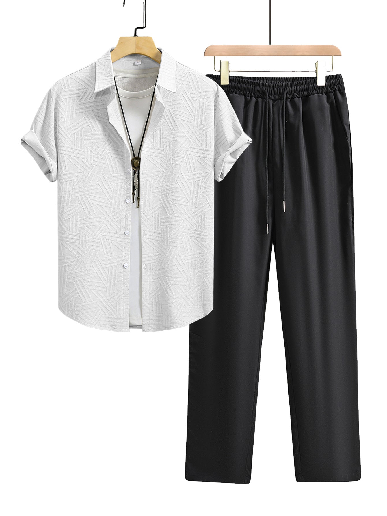 Men's Casual Shirt and Pants Set, Lightweight Summer Essentials