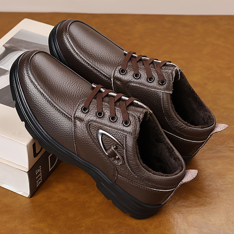 Men's Vintage Leather Winter Casual Lace-Up Shoes