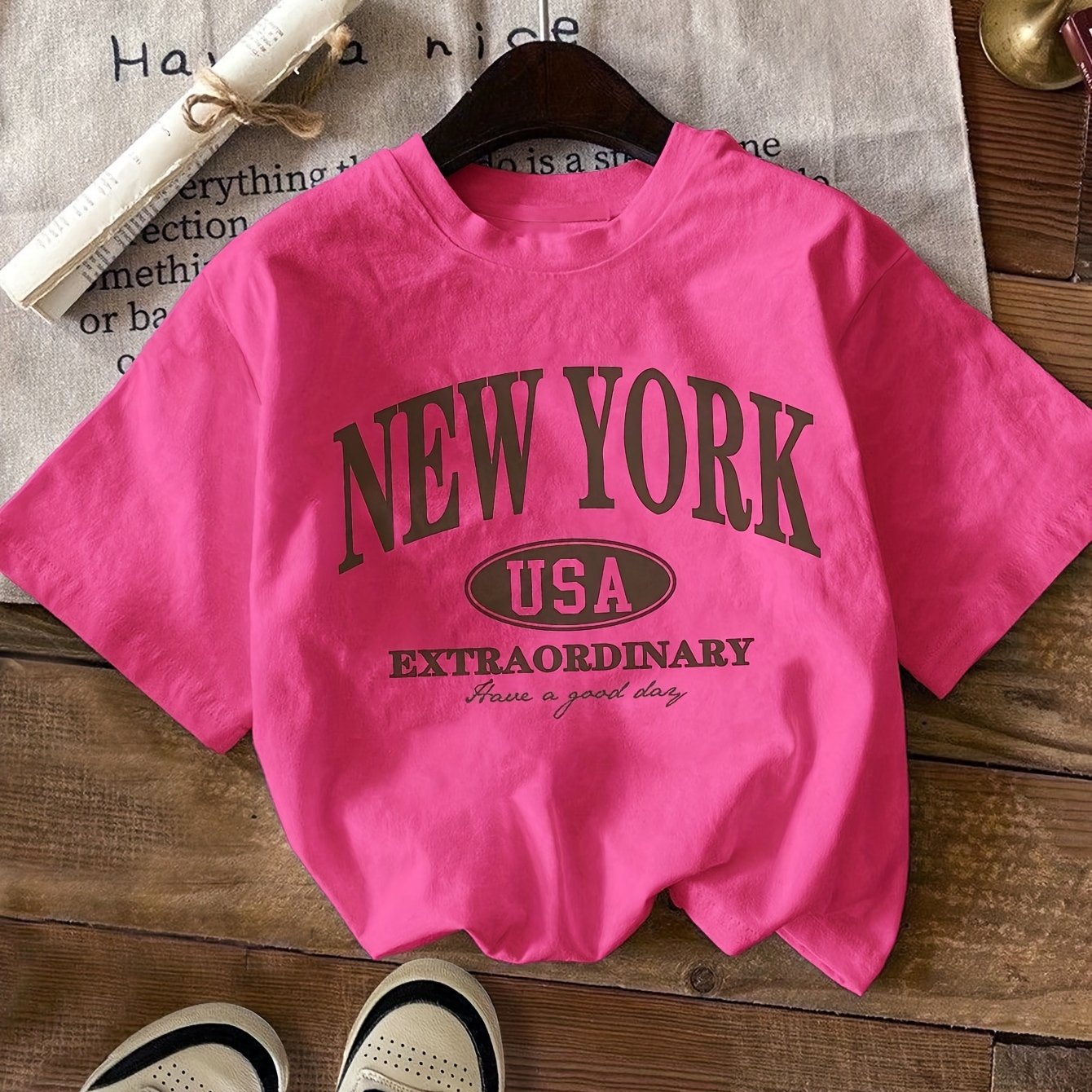 Ladies' Casual T-shirt With Letters, NEW NY USA Pattern, Circular Nect, Summer And Spring Fashion Clothing