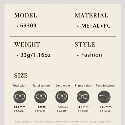 Rimless Vintage UV400 Copper Frame Fashion Glasses for Men & Women