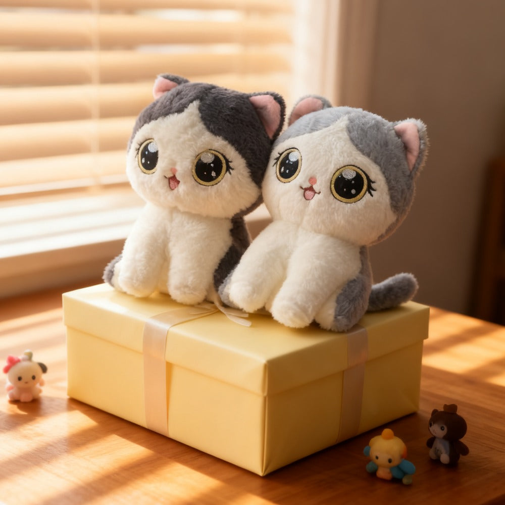 1pc New Cute and Delicate Kitten Plush Doll, Exquisite and Lively Design, Available in Black and Gray, Perfect as a Playmate for Children on Children's Day, a Warm Gift for Christmas and Thanksgiving, or a Valentine's Day Pre