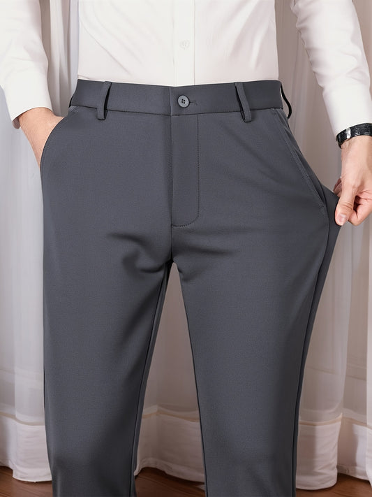 Versatile Men's Straight-Leg Pants - Casual & Business Formal, Stretch Fabric, Perfect for Any Occasion