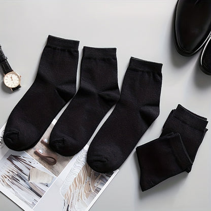 5pairs of Soft, Breathable Men's Black Casual Socks - Perfect for Spring & Summer!
