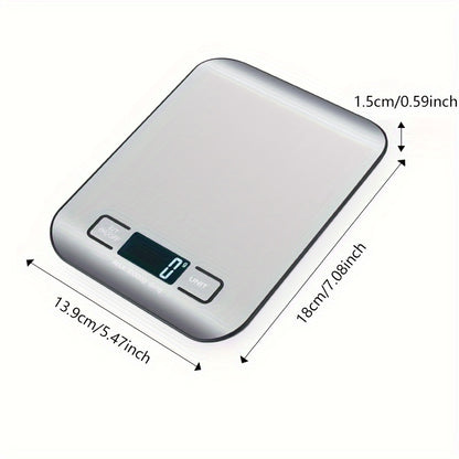 1pc High-Precision Digital Kitchen Scale, 22lb/10kg Capacity, Stainless Steel with LCD Display, Tare Function, Easy Clean, 6 Unit Measurements (g, oz, lb, kg, lb-oz), Ideal for Baking, Cooking, Coffee, and Packaging