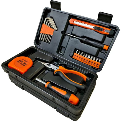 Multi functional heavy-duty manual tool kit with toolbox -20+sets of tools (pliers, hex wrench, screwdriver, tape measure), suitable for home repair, car maintenance, and DIY projects - suitable for mechanics (no power requir
