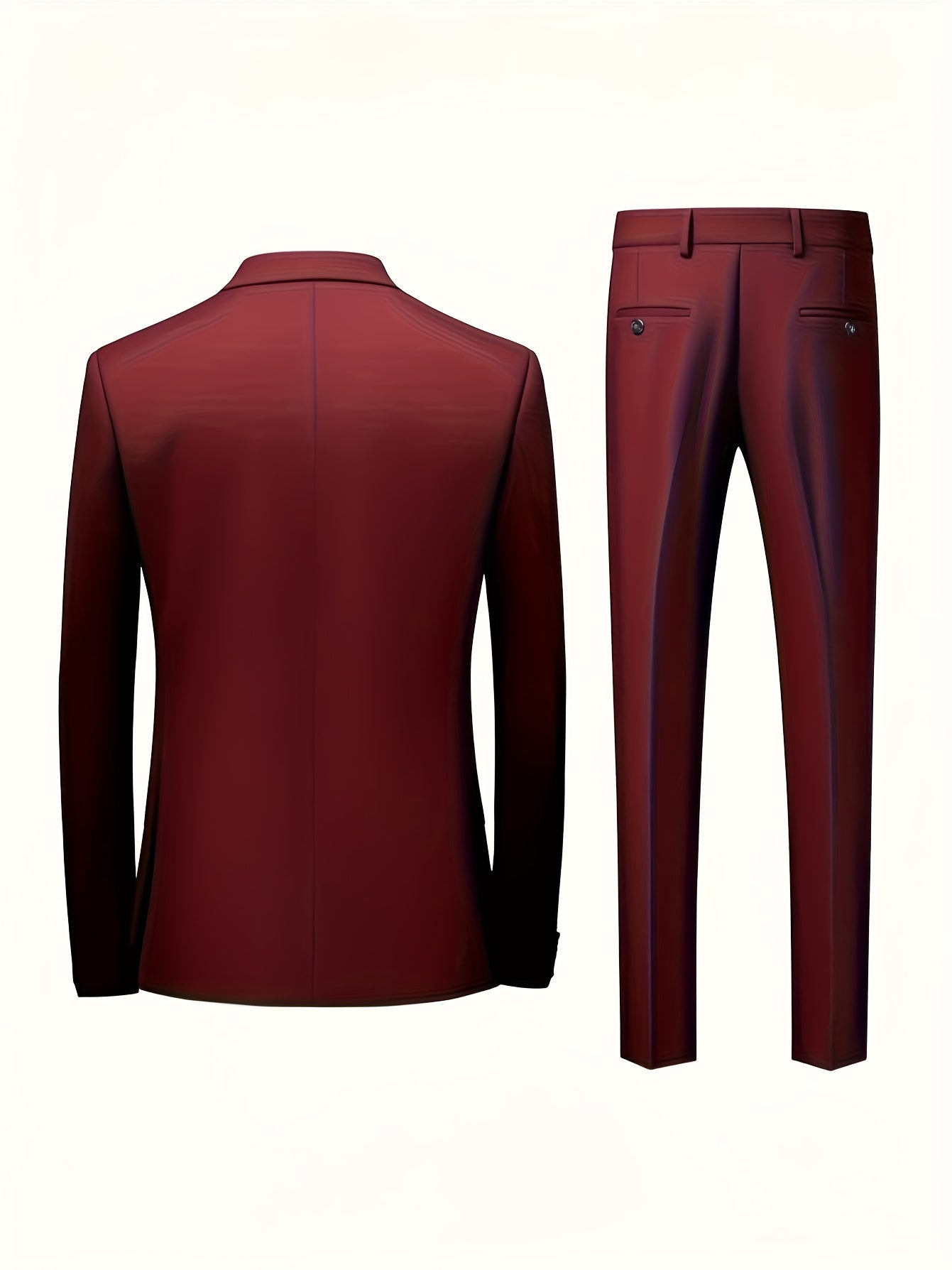 Men's 3-Piece Polyester Suit Set with Vest & Pocket Square