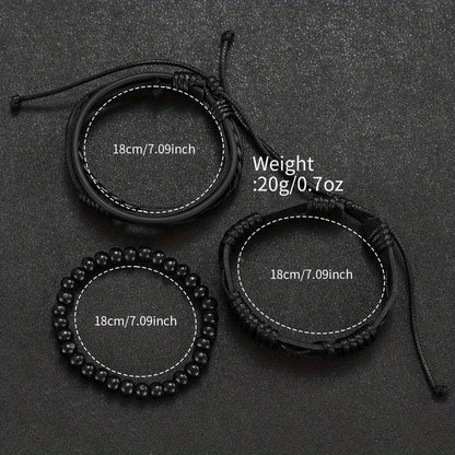 Men's Fashion Digital Dial Large Face Business Trend Quartz Watch + Bracelet Set, 4pcs Set (Watch Box Not Included)