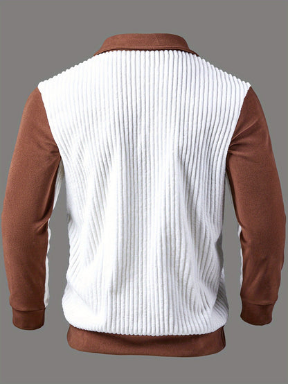 Men's Casual Long-Sleeve V-Neck Shirt for Fall/Winter - ayq