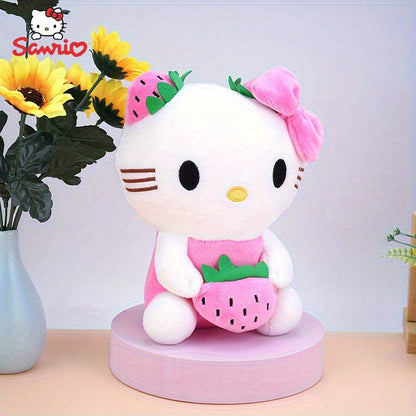 Sanrio Hello Kitty Y2K Style Plush Toy - Strawberry & Watermelon Fruit Design, Soft Polyester Cute Cartoon Character for Room Decor, Birthday Gift, 0+ Age