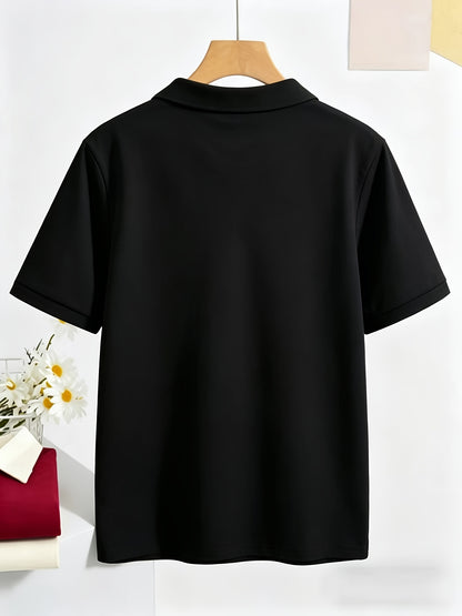 Women's Casual Loose-Fit Polo T-Shirt in Solid Colors