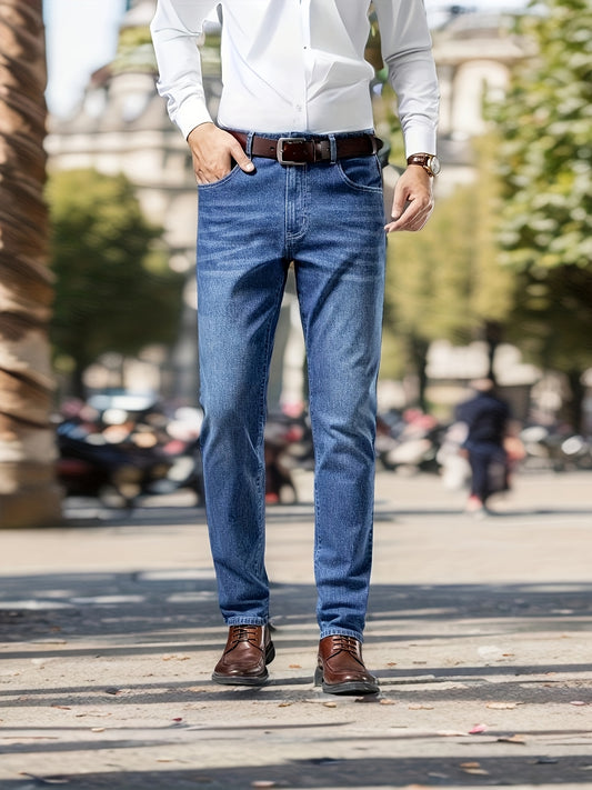 Նոր աշնանային թեթև Business Casual տղամարդկանց ջինսեր, նորաձև բարակ երկար տաբատ՝ առաձգական գործվածքով: