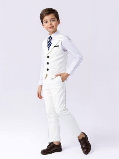 Boys' Casual Suit Vest, Pants & Tie Set for Formal Occasions