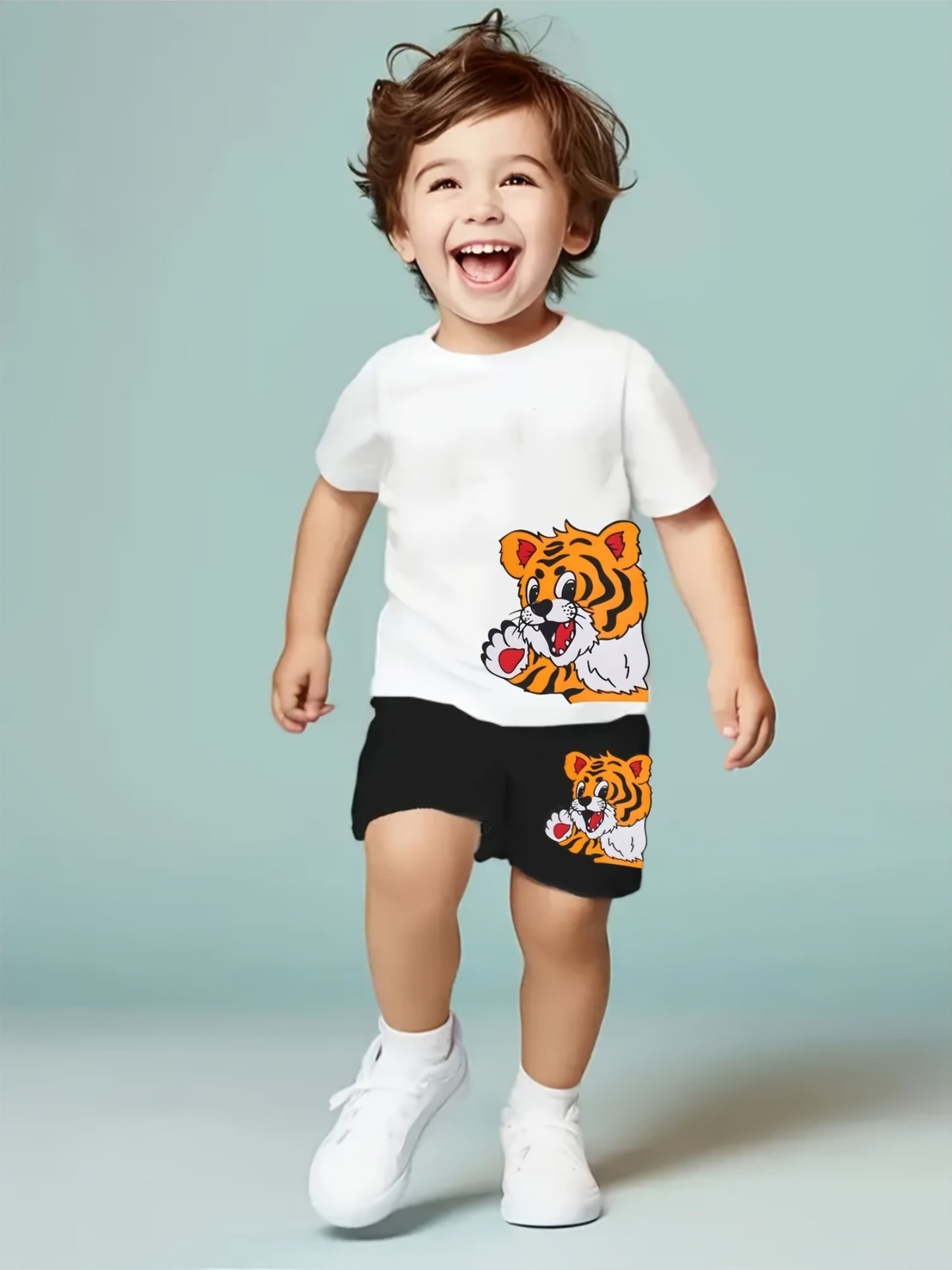 Summer Baby Boys & Girls Cute Tiger Print Short Set