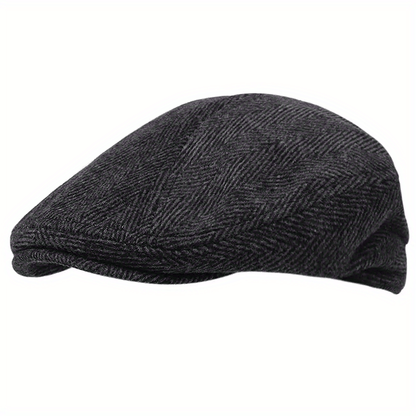 Men'S Knit Fabric Flat Cap - Textile Material ≥80%, Herringbone Pattern, Hand Wash/Dry Clean, Leisure Sun Hat, Mixed Color (1-Pack)