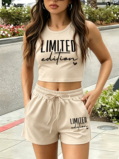 Casual Women's Two-Piece Set with Printed Top and Shorts