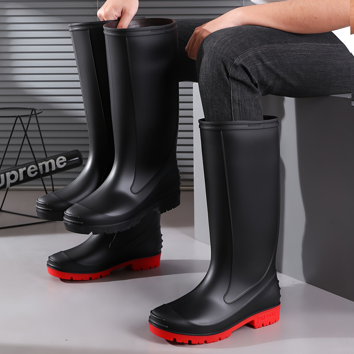 Men's High-Top PVC Outdoor Rain Boots for Summer Fishing