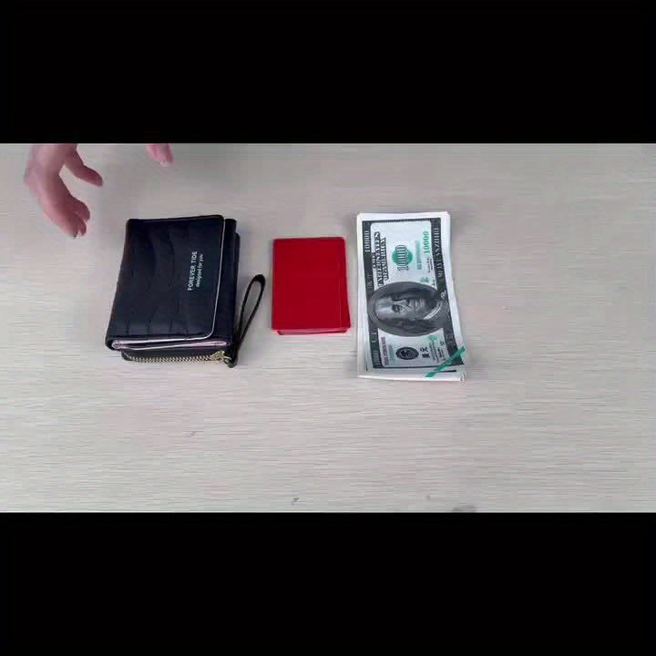 2024 New Women'S Short Wallet, Korean Style Zippered Coin Purse, Simple Design, Tri-Fold Multifunctional Faux Leather Card Holder.