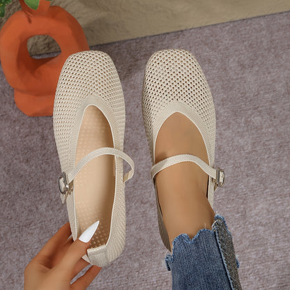 All-Season Breathable Square Toe Mary Jane Flats for Women