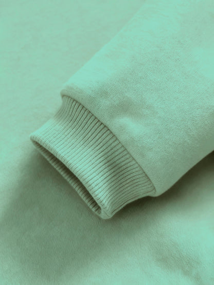 Boys' 2026 New Year Hooded Sweatshirt - Hello 2026 Happy New Year Lettering, Mint Green with Golden Accents, Loose Fit Long Sleeve Pullover for Boys