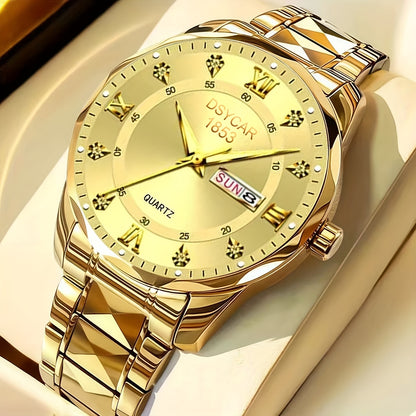 1pc Men's Elegant Watch with Date Display, Stylish Stainless Steel Strap, Quartz Movement Dress Watch, Suitable for Formal and Casual Attire - The Ideal Gift for Him - ayq