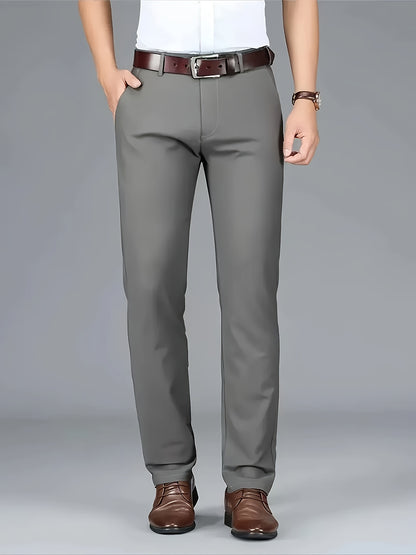 New Casual Formal Pants for Men in Four Seasons, Featuring a Business Style with Trendy Long Trousers. Fashionable And Versatile Men'S Elastic Dress Pants with a Comfortable Classic Design for Casual Wear.