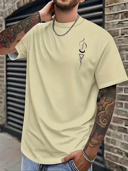 Men's 3D Graphic Short Sleeve T-Shirt - Casual Round Neck Tee with Random Print, Machine Washable  Non-Transparent Fabric for Casual Attire, Summer Outfit, Modern Design, Breathable Material, Printed Shirt, Young Adults