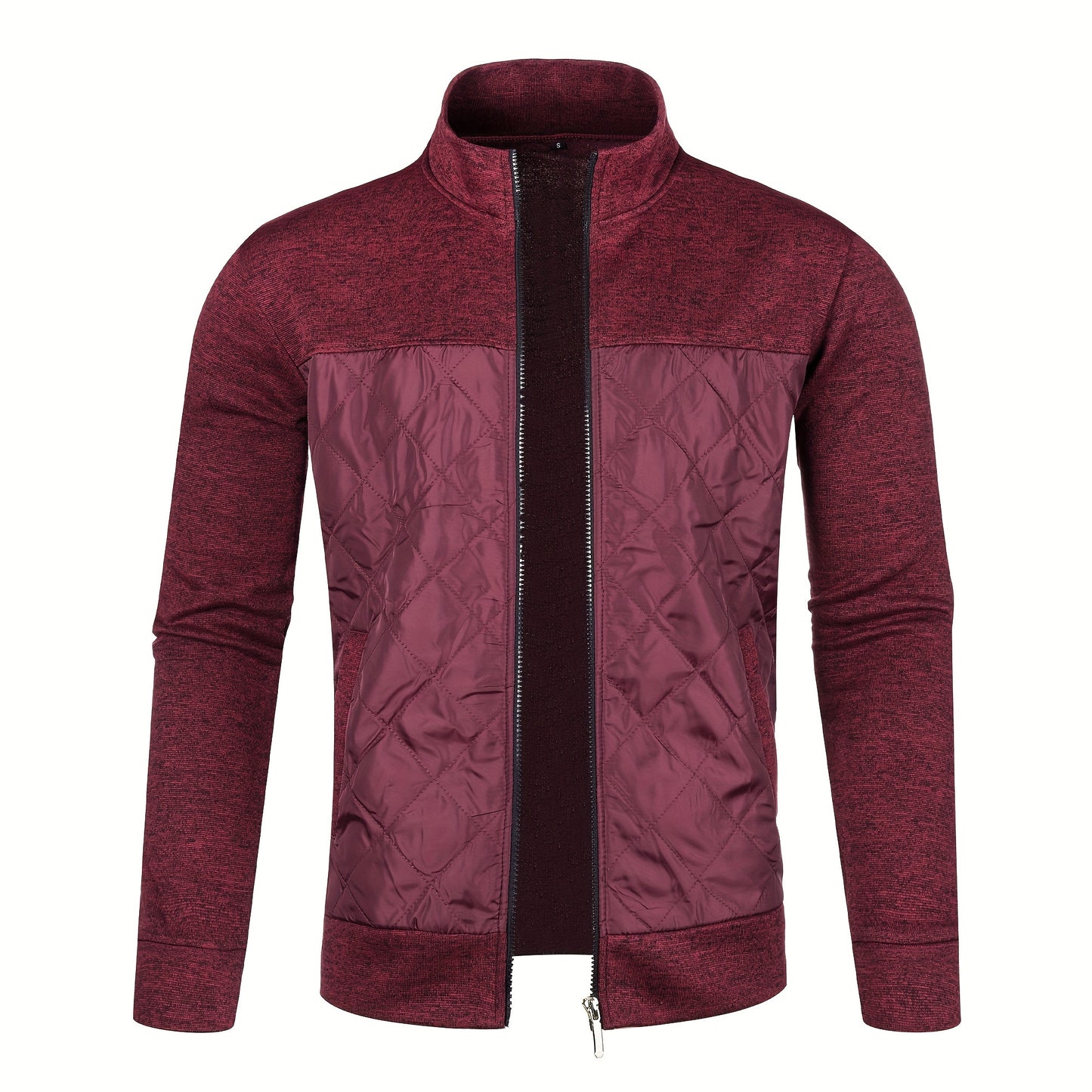 Men's Knitted Cardigan Jacket, Autumn Winter Casual Stand Collar Full Zip Coat, Long Sleeve Regular Fit Jacket