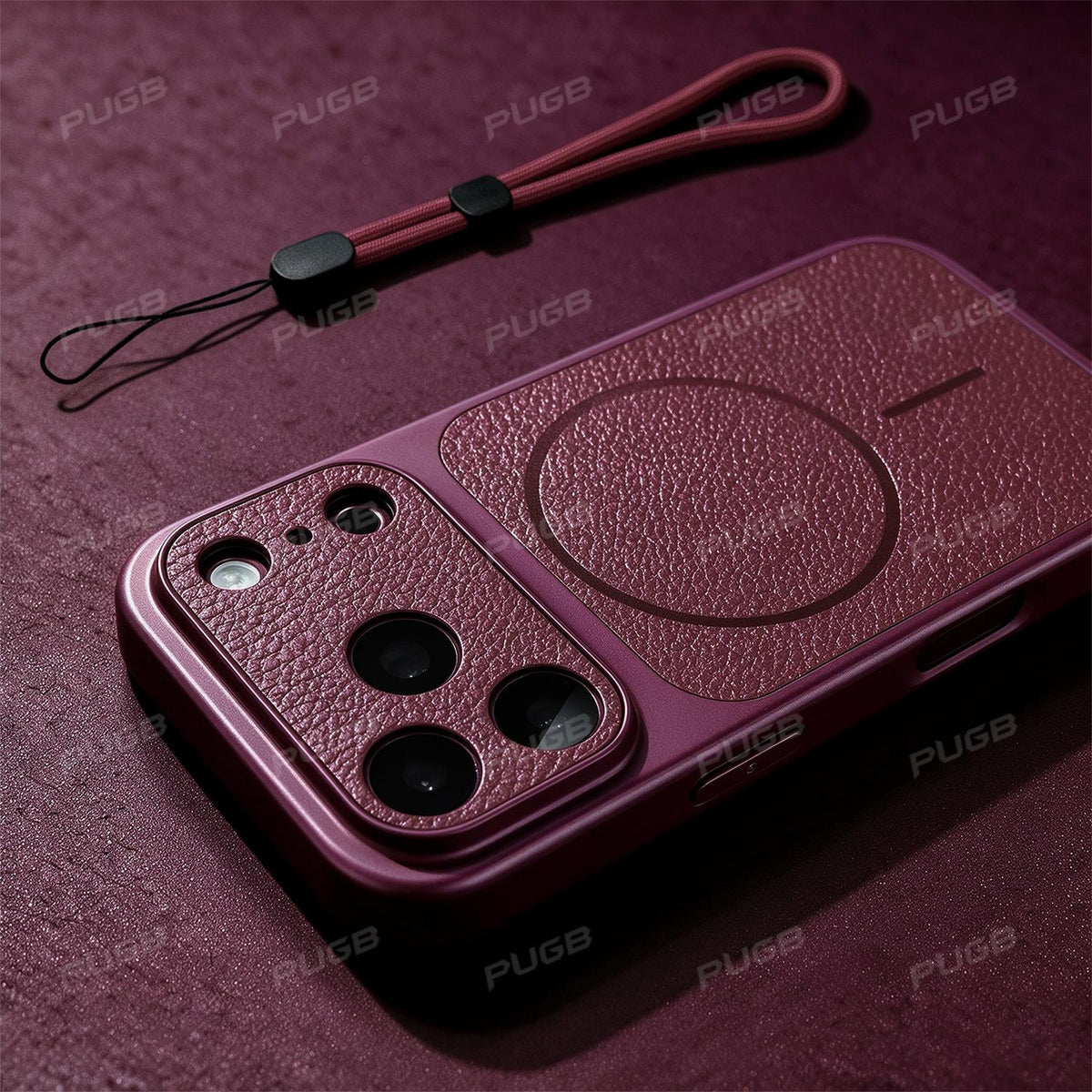 Luxury Retro Faux Leather Magnetic Phone Case with Lanyard for iPhone