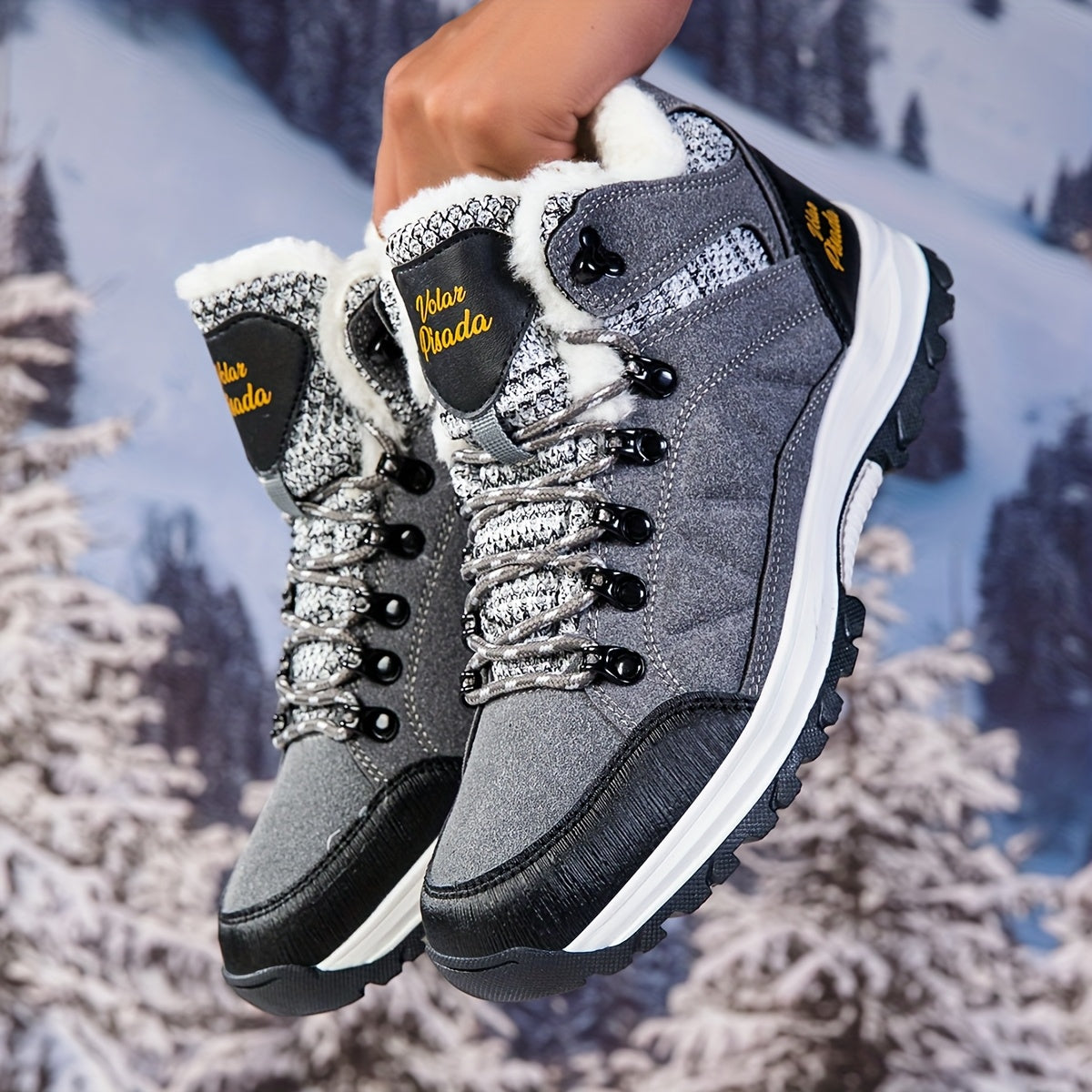 Men'S Heavy-Duty Winter Snow Boots - Thick-Soled Short Boots with Plush Lining & Non-Slip TPR Sole, Mid-Calf Hiking & Climbing Shoes for Ice Climbing, Snowshoeing & Outdoor Adventures, Winter Boots, Hiking Footwear, Sporty De