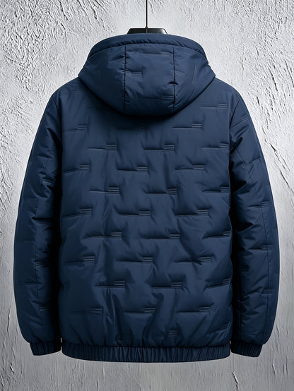 Men's Casual Hooded Zipper Jacket, Thickened Fall/Winter Coat