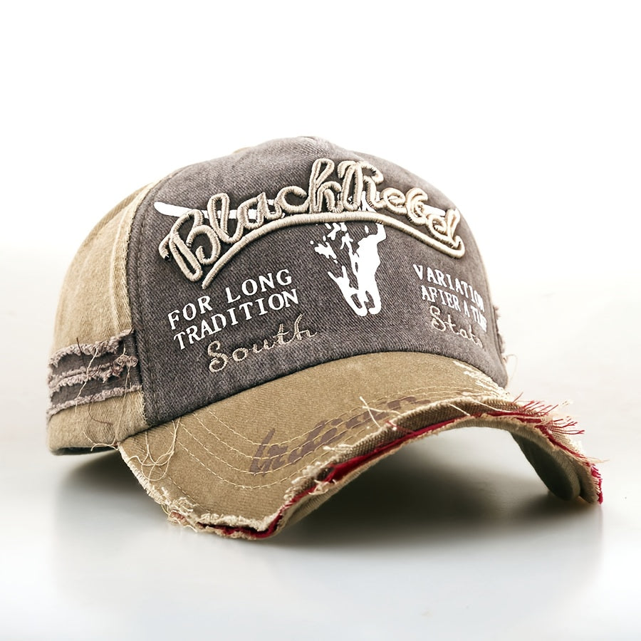 Unisex Distressed Embroidered Baseball Cap - Lightweight Polyester