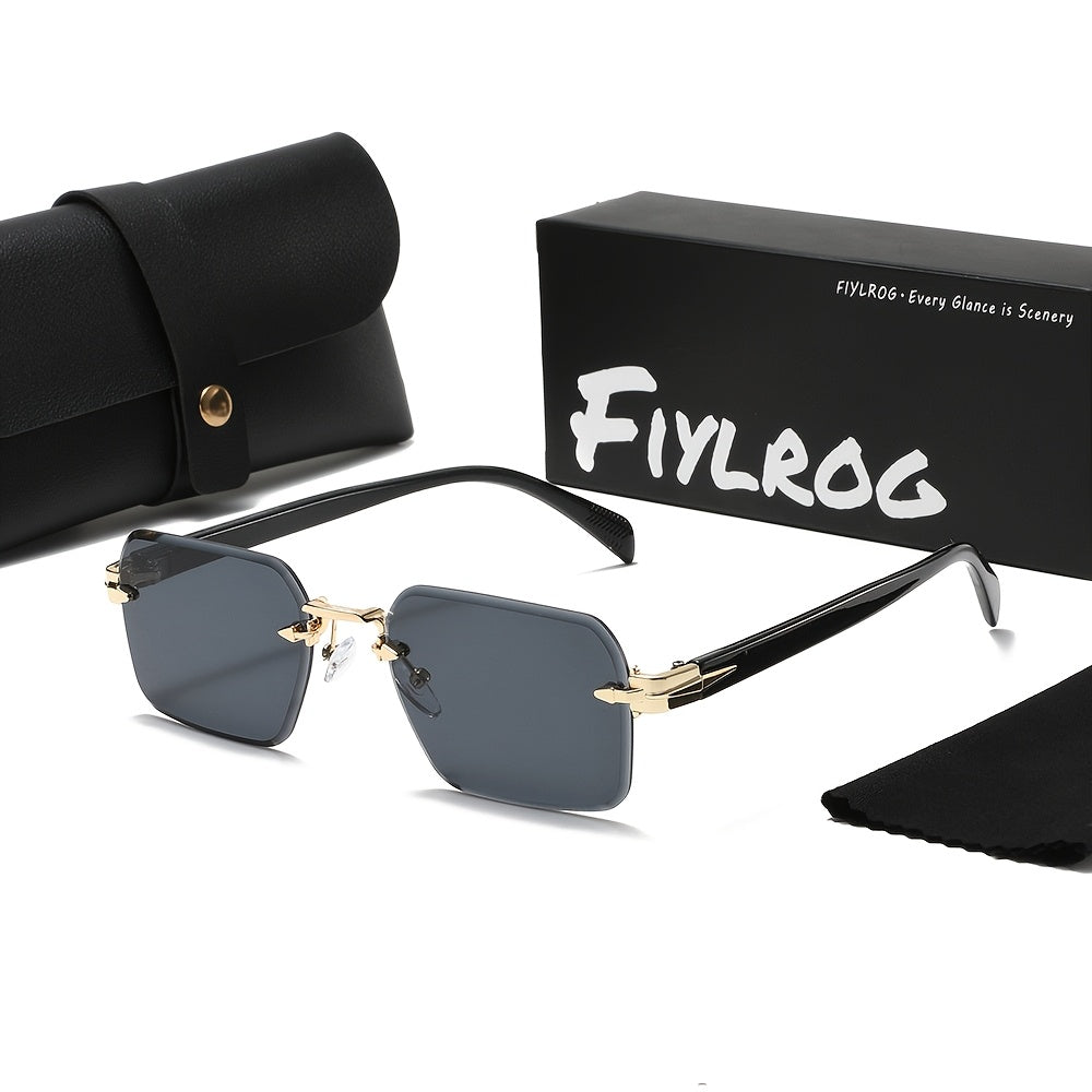 Unisex Frameless Square Vintage Sunglasses with UV400 Protection