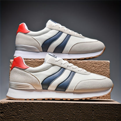 AOPLUS Men's Breathable Casual Sneakers - Lightweight Running Shoes with Cushioned Insole, Durable Rubber Sole, and Stylish Color Block Design for Sports and Casual Attire