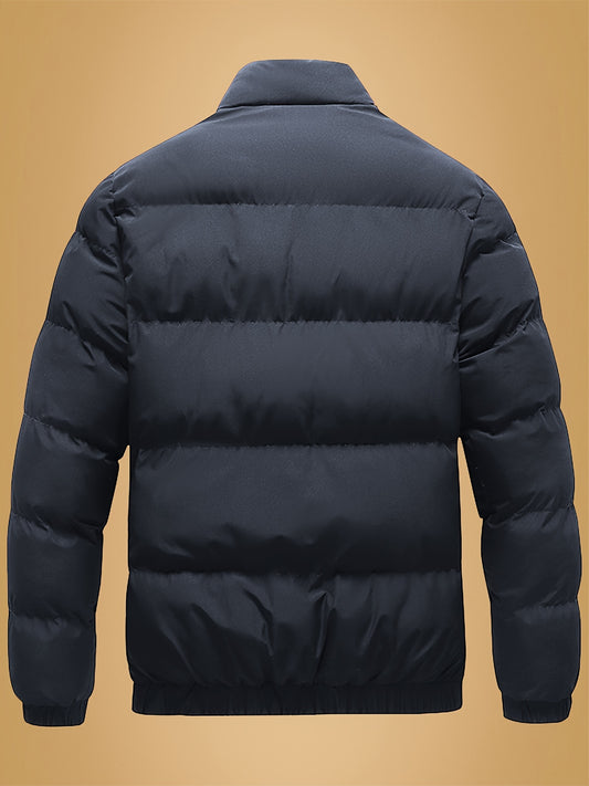 Տղամարդու ամուր ջերմային բաճկոն - Ձմեռային վերնազգեստ՝ կանգնած օձիքով և կայծակաճարմանդով, սև/սպիտակ վերարկու՝ գրվածքով - լվացքի մեքենայով լվացվող սառը եղանակի բաճկոն տղամարդկանց համար (առօրյա և պաշտոնական) - իդեալական է դահուկավազքի, սնոուբորդի համար