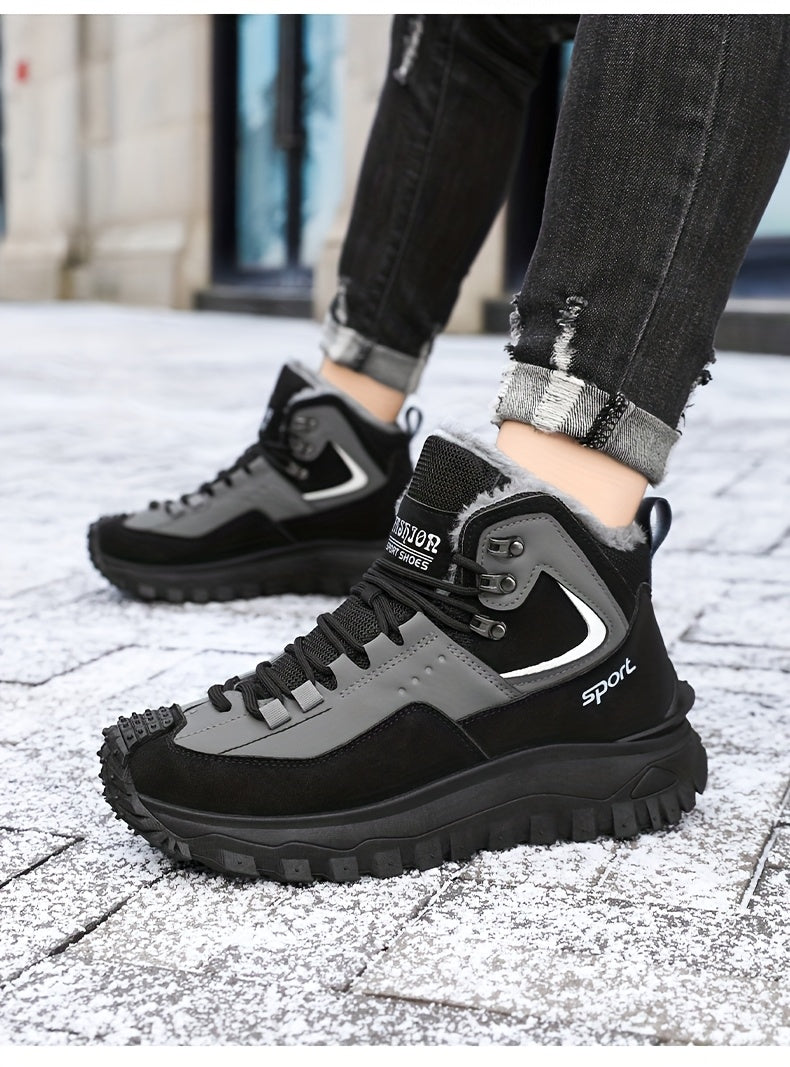 Men's Outdoor Hiking Shoes - Multi-Terrain Breathable Athletic Sneakers for Gym Training, High Elasticity Support & Anti-Slip Design, Lightweight and Warm Snow Sports Footwear