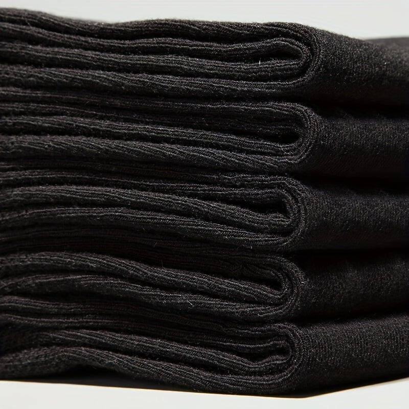 5pairs of Soft, Breathable Men's Black Casual Socks - Perfect for Spring & Summer!